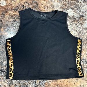 Black Crop Top with Leopard Accents
